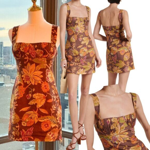 🆕 SIR THE LABEL 🧿 NWOT Floral Linen Minidress, Mojave Print - Sz 1 US XS - Picture 1 of 16